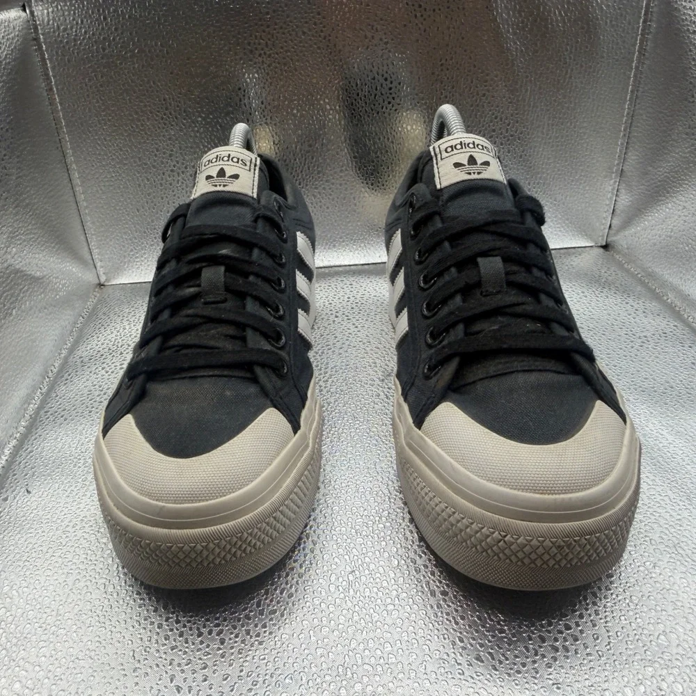 Size 9 Adidas Nizza Platform Sneakers Womens Black Good Canvas Low Top FV5321